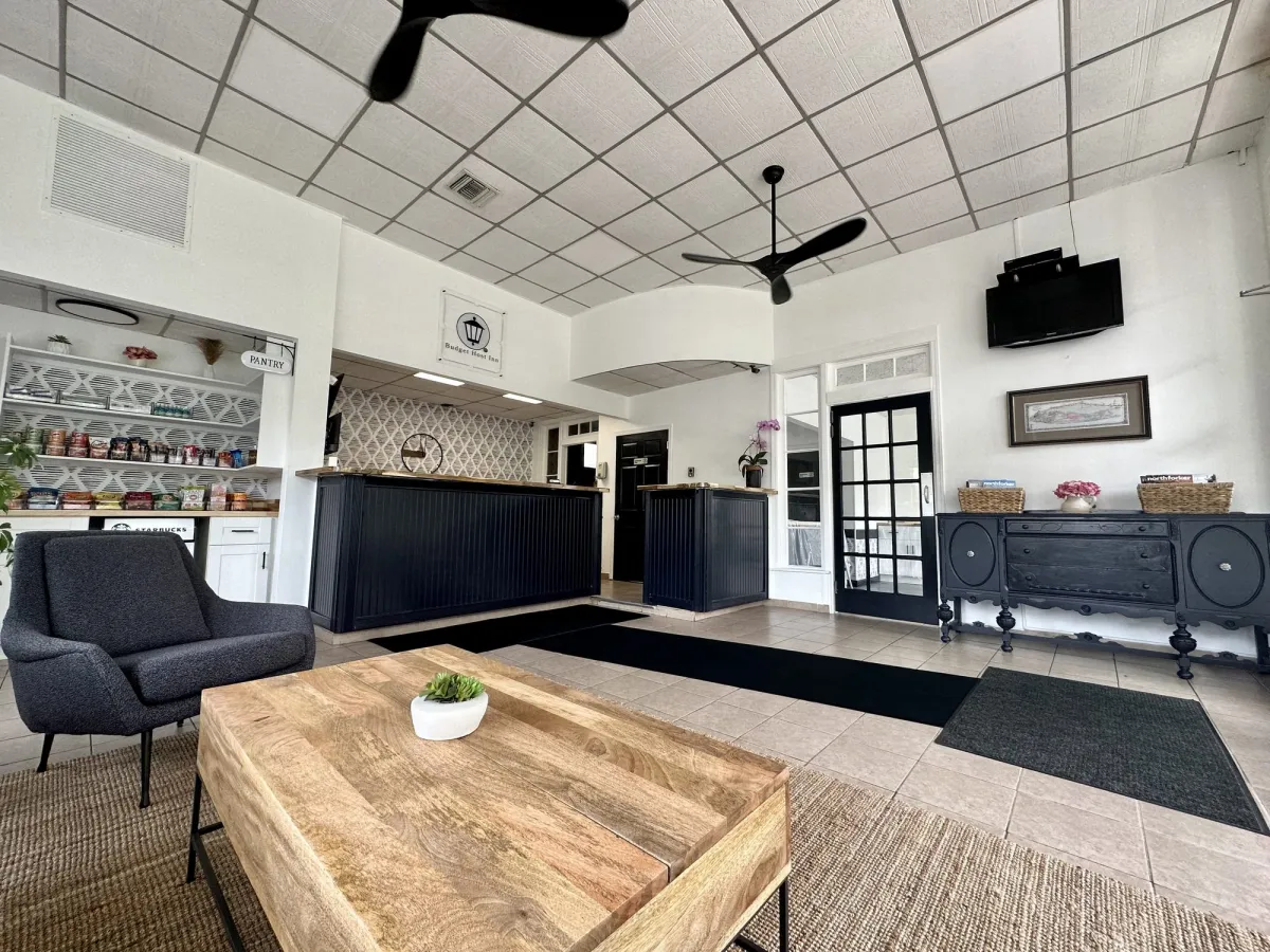 Renovated lobby with coffee and pantry